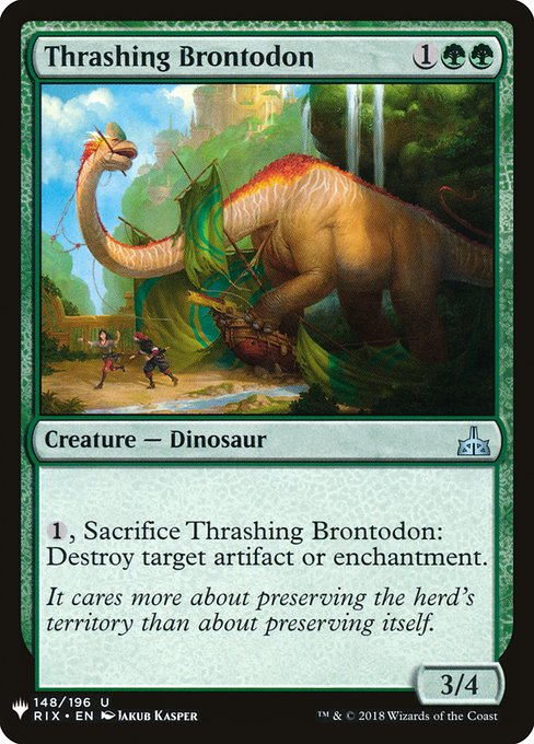 《打ち壊すブロントドン/Thrashing Brontodon》[PWシンボル付き再版] 緑U